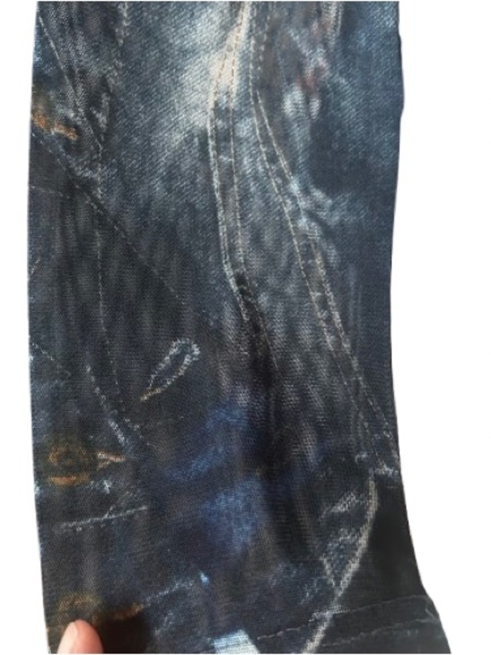 Y2K McBling Rhinestone Mesh Jacket Edgy Zip-up Faux Denim Printed Damee Size L - Picture 3 of 12